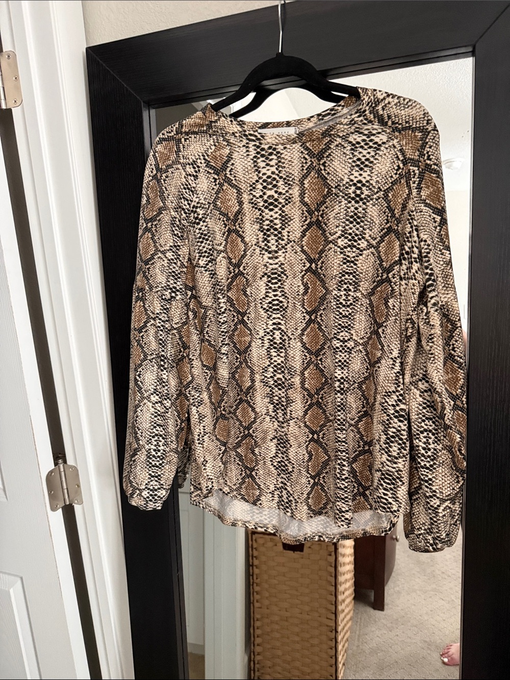 Women's Long-Sleeve Snake Print Top in Brown